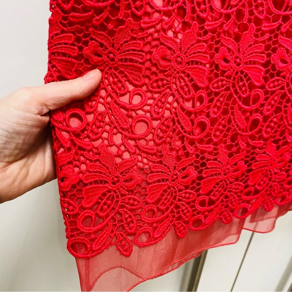 NWT Club Monaco Lace Skirt Giancinta June in Tangerine/Cerise. Size 2 - Picture 5 of 10